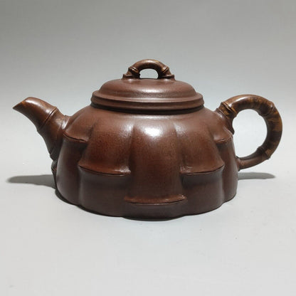 Vintage Chinese Yixing Purple Clay Teapot Zisha Ceramic Bamboo Teaware Collector