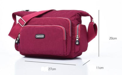 Waterproof Nylon Crossbody Bags Travel Message Bag Zipper Pack Shoulder Handbag