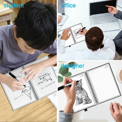 Notebook A6 Size Smart Reusable Erasable Erase Notepad Note Pad Lined Pen Paper