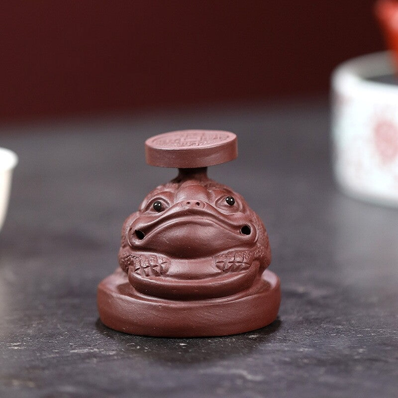 Chinese Zisha Purple Clay Tea Pet Toad Holder For Lid Of Pot Tea Accessories New