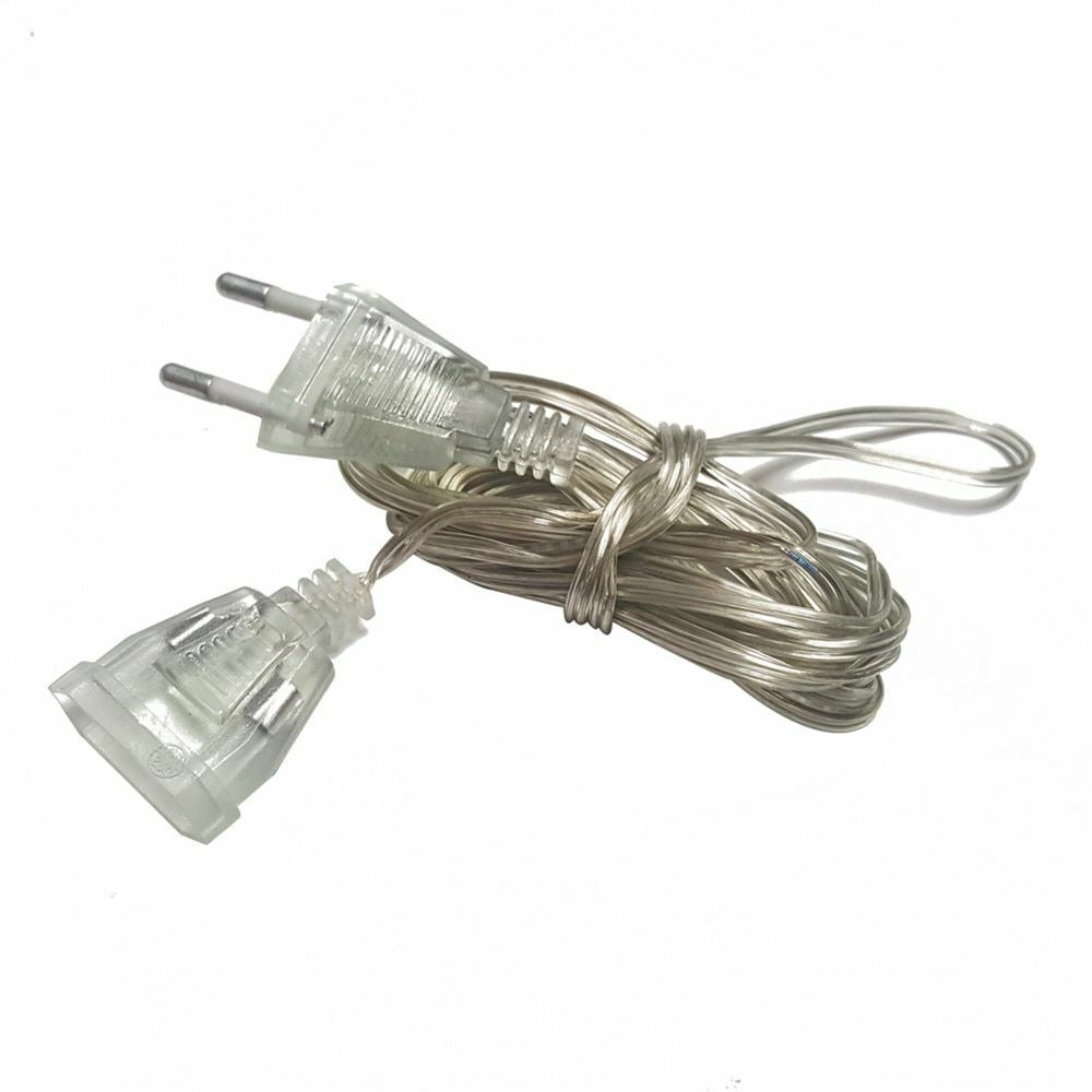Transparent Standard Power Extension Cord Wire 3/5M EU US Cable LED String Light