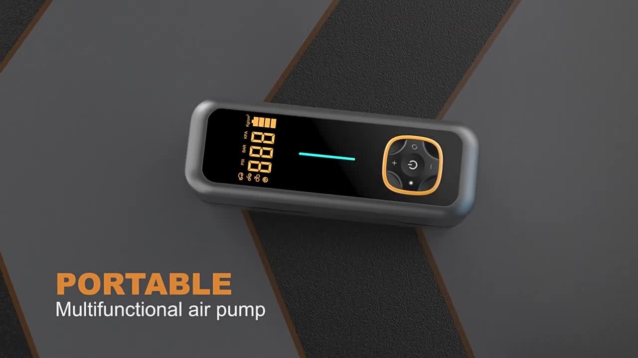 Digital display car mounted portable wireless tire inflation pump for vehicles