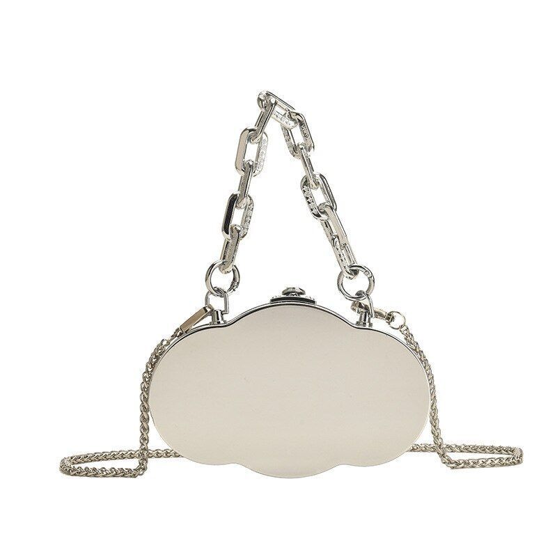 Cloud Shape Bag Silver Shoulder Purse Crossbody Bag Luxury Handbag 17*10.5*4.5CM