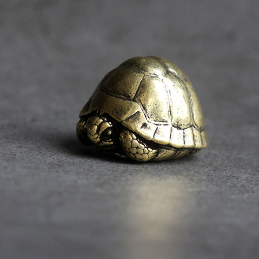 Solid Copper Turtle Trinket Tea Pet Ceremony Antique Bronze Model Figurines 1pc