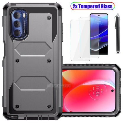 For Moto G Stylus (2022) Case Slim Shockproof Cover + Tempered Screen Protector