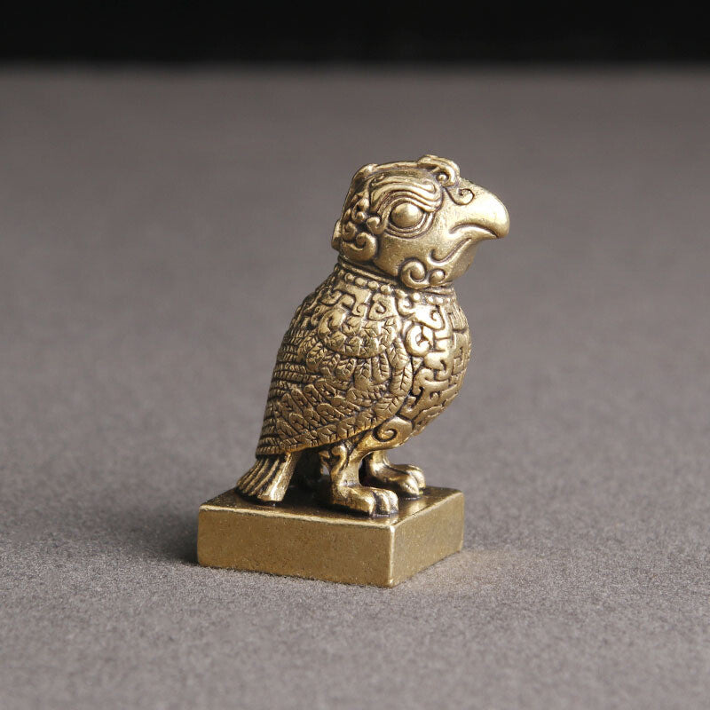 Collection of Copper Seal Handicrafts for Bird Statue Tabletop Ornaments