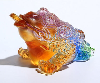 Chinese Liu Li Money Frog Statue Feng Shui 3 Legged Toad Coins Wealth Decor Gift