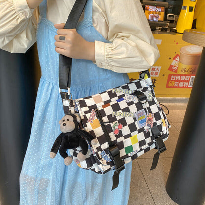 Women Plaid Messenger Bags Ladies Cover Shoulder Crossbody Bag Girls Handbags
