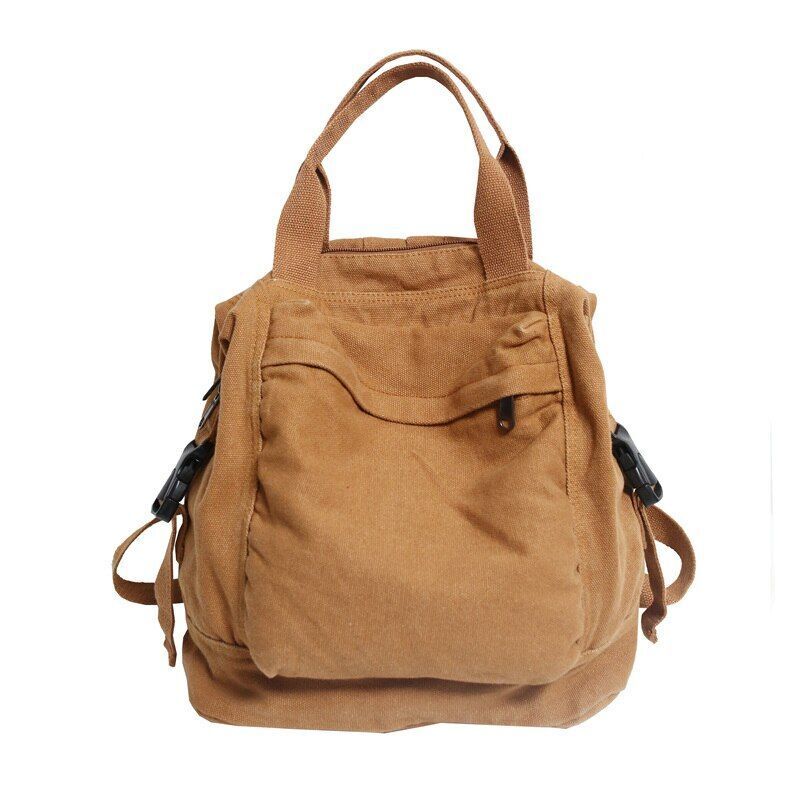 School Bag Shoulders Large Khaki Backpack Fashion Canvas College Computer Bags