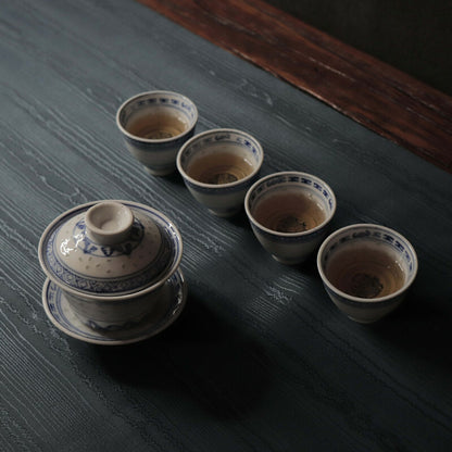 120ml Jingdezhen Ceramic Gaiwan Handmade Tea Bowl Chinese Retro Tureen Teacup