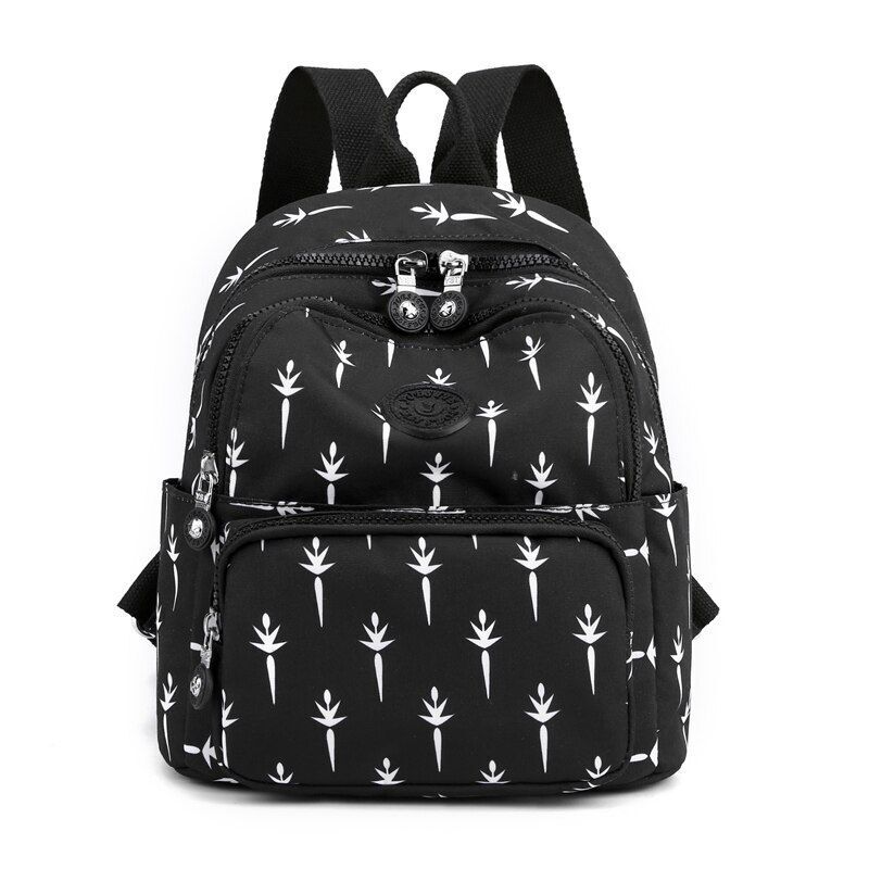 Small Backpacks Waterproof Flower Printing Shoulder School Bags Nylon Rucksack