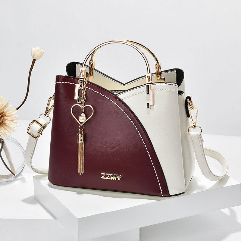 Women‘s Handbags Top Ring Satchel Purse Tassel Decor Crossbody Bag