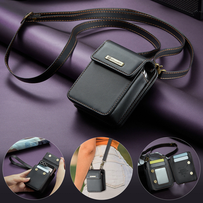 For Samsung Galaxy Z Flip 7 6 5 4 Case Crossbody with RFID Blocking Card Holder