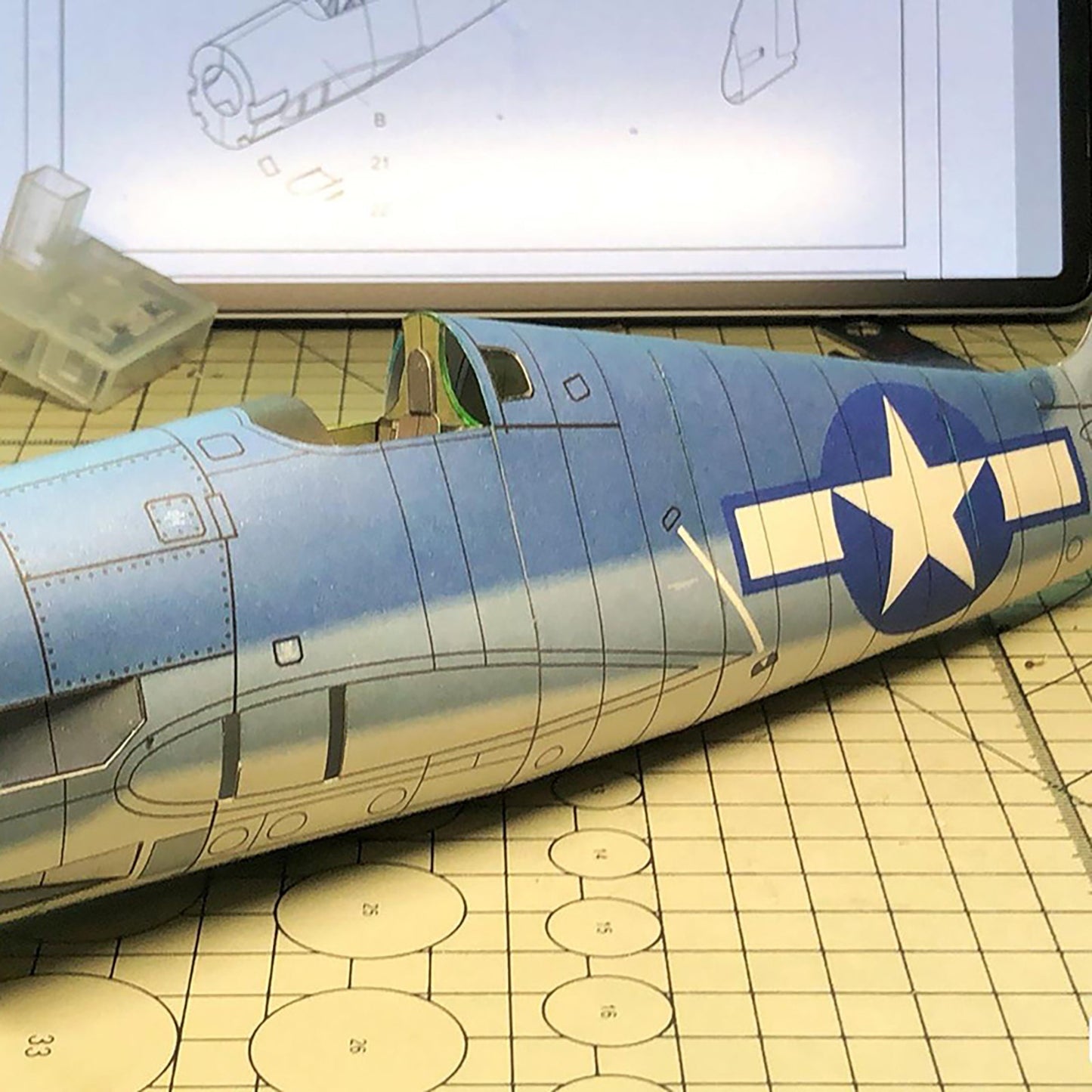 DIY 1:32 Grumman F6F-3 Hellcat Fighter Paper Model Military Plane Model DIY