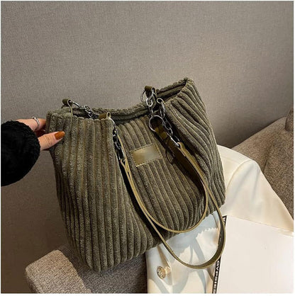 Ulisty Women Corduroy Tote Bag Casual Shoulder Bag Daily Shopping Bag Fashion Ha