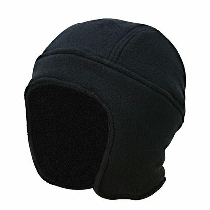 Men Women Warm Fleece Beanie Earflap Solid Color Adjustable Winter Hat Skull Cap