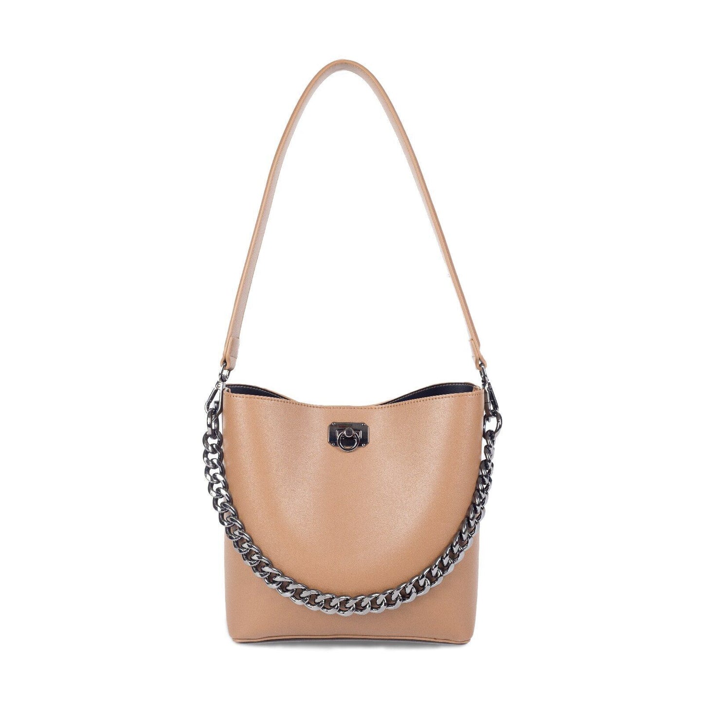 Shoulder Bag Bucket Metal Chain Handbag Leather Messenger 22*10*23 CM Polyester