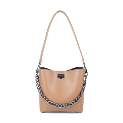 Shoulder Bag Bucket Metal Chain Handbag Leather Messenger 22*10*23 CM Polyester