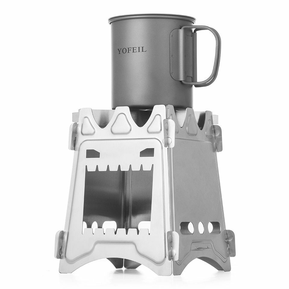 Camping Stove Stainless Steel Backpacking Potable Wood Burning Picnic BBQ Camp