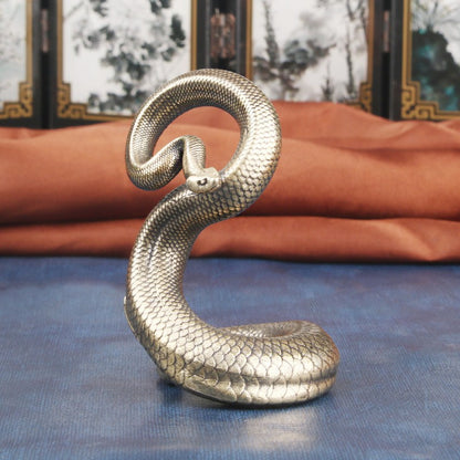 Brass Pythons Snake Statue Handcraft Figurine Artwork Amulet Office Home Decor