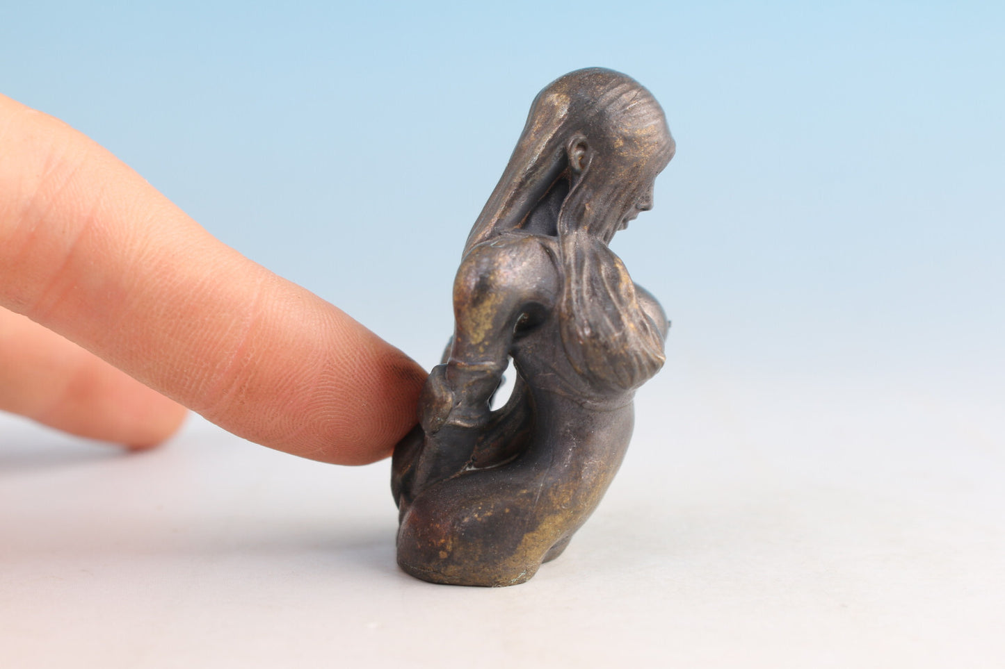 Rare Chinese Bronze Girl Collectible Statue Hand Piece
