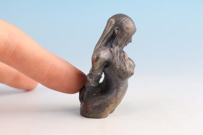 Rare Chinese Bronze Girl Collectible Statue Hand Piece