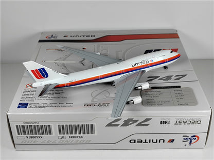 JC Wings FOR United Airlines FOR BOEING B747-400 N183UA 1:400 Pre-built Model