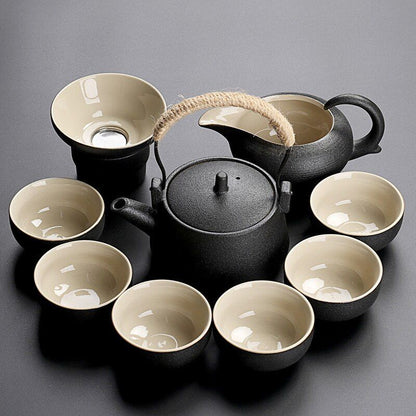 Solid Drinkware Ceramic Teapots Traditional Japanese Style Black Crockery Teacup