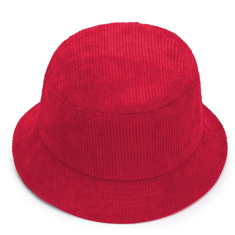 Unisex Bucket Hat Corduroy Panama Cap Fishing Hats Fall Winter Plain Casual Cap
