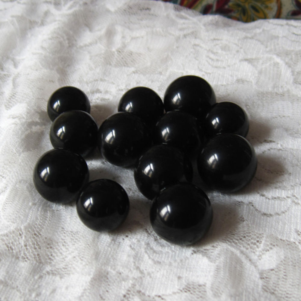 3Pcs Hot Natural Black Obsidian Quartz Round Sphere Crystal Healing Point Stones