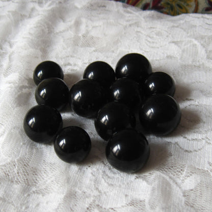 3Pcs Hot Natural Black Obsidian Quartz Round Sphere Crystal Healing Point Stones