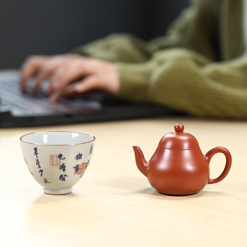 True Yixing Zisha Zhu Clay Tea Pot 90ml Chinese Kungfu Tea Pot Marked Pear Shape