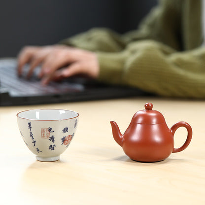 True Yixing Zisha Zhu Clay Tea Pot 90ml Chinese Kungfu Tea Pot Marked Pear Shape