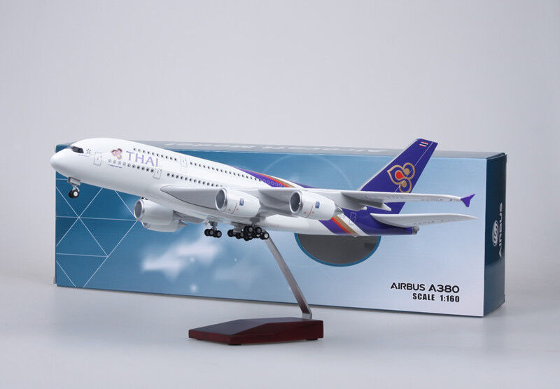 46CM 1:160 THAI AIRBUS A380 Passenger Airplane Landing gear Resin Aircraft Model