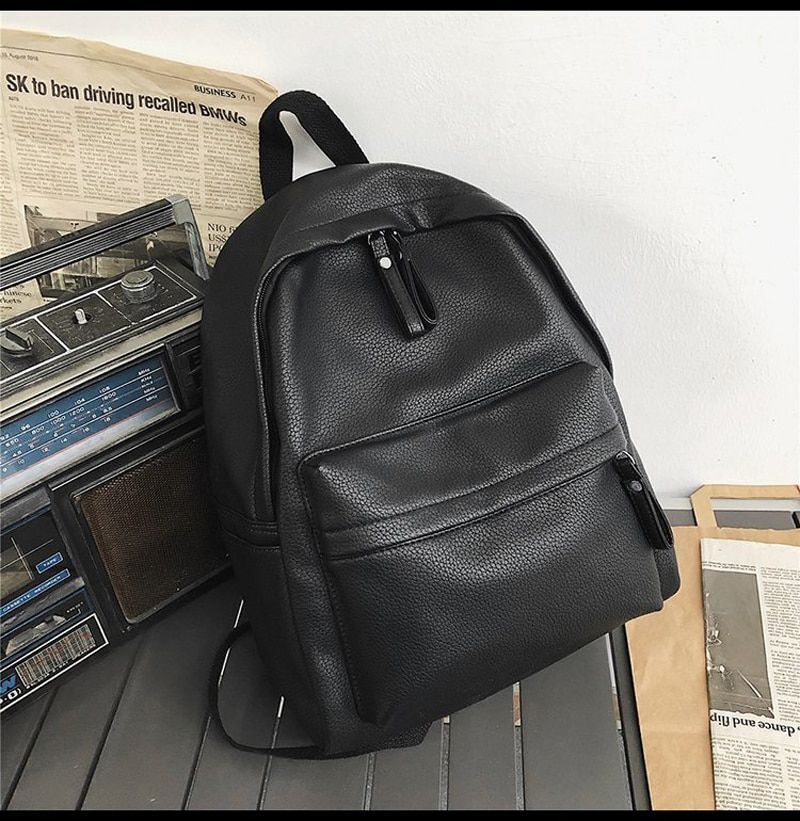 Synthetic Leather Backpack Laptop Bag Rucksack Blue/Purple School Bag 30*16*40CM