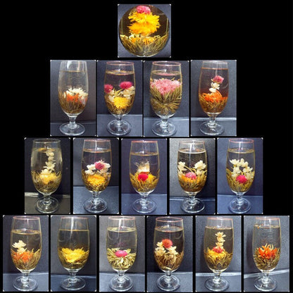 16 Pcs Different Handmade Blooming Flower Tea Balls,GREEN JASMINE white herbal