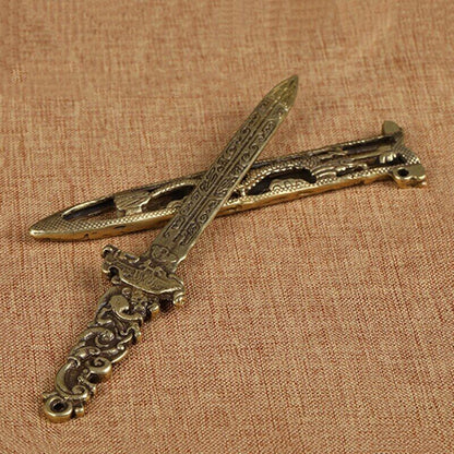 New Bronze Dragon Sword Miniature Figurines Desk Ornament Home Feng Shui Pendant