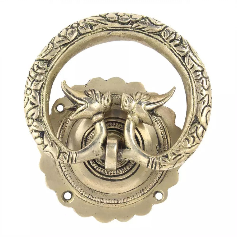 Antique Look Hand Casted Exclusive Brass Elephant Motif Ring Door Knocker