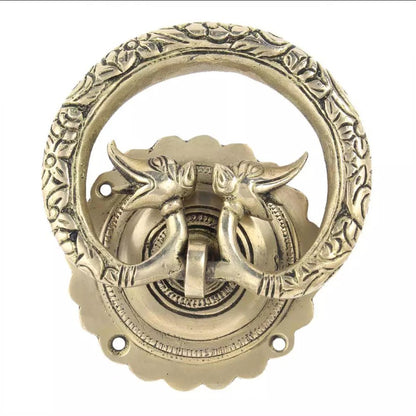 Antique Look Hand Casted Exclusive Brass Elephant Motif Ring Door Knocker