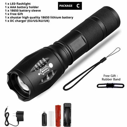 LED Flashlight Ultra Bright Waterproof MINI Torch T6/L2/V6 Zoomable Modes 18650