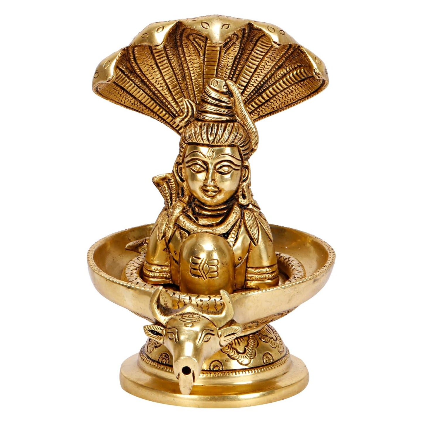 Hindu God Lord Brass Shivling with Snake Shiv Lingam Idol Statute Figurine
