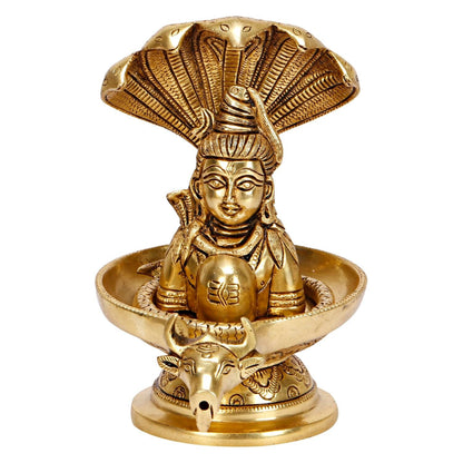 Hindu God Lord Brass Shivling with Snake Shiv Lingam Idol Statute Figurine