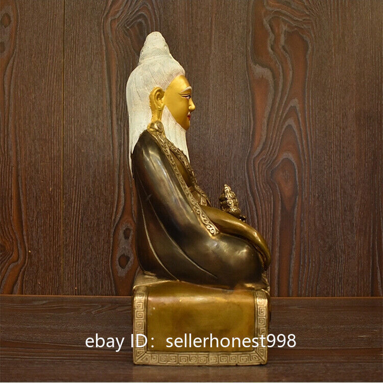 Tibet Buddhism Guru Master Thangtong Gyalpo Buddha Bronze Statue 30cm