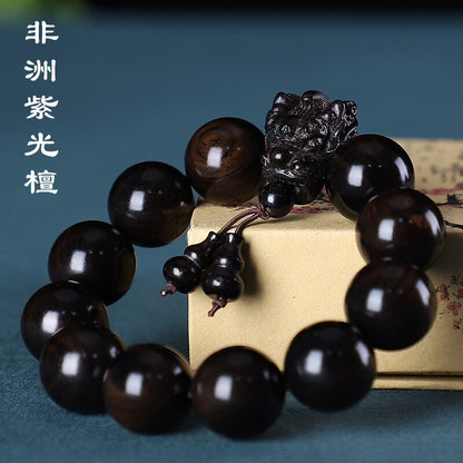 20MM Vintage Wooden Bracelet Dragon Head Beads Charm Bracelet Bangle Reiki