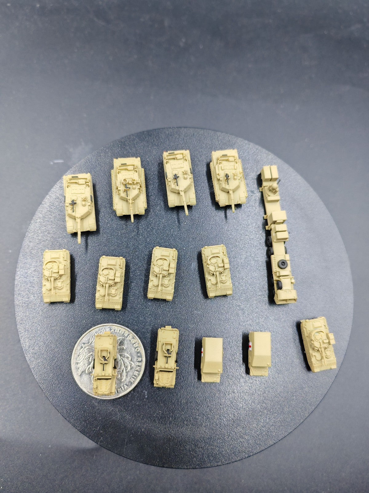 3D Printed 1/350/400 Us Armored Forces Tank Desert color Finished Model 14/pcs
