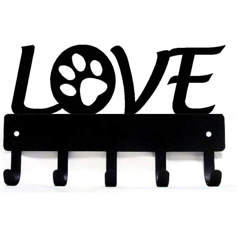 Love with Dog Paw Wall Mounted Hook Up Key Rack Hanger Metal Artwork Shape