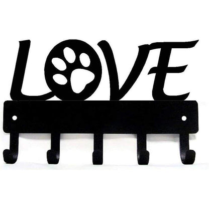 Love with Dog Paw Wall Mounted Hook Up Key Rack Hanger Metal Artwork Shape