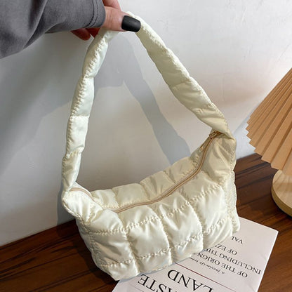 Folds Rhombus Embroidery Thread Underarm Bag Shoulder Bags Oxford Cloth Handbags