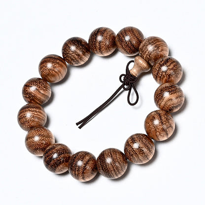 20 Mm Vietnamese Agarwood Wooden Bracelet Tiger Pattern Buddha Beads Gift