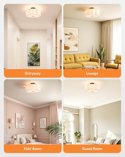 Semi-Flush Mount Ceiling Light, 15.7" Modern 3-Light Ceiling Light Fixture with